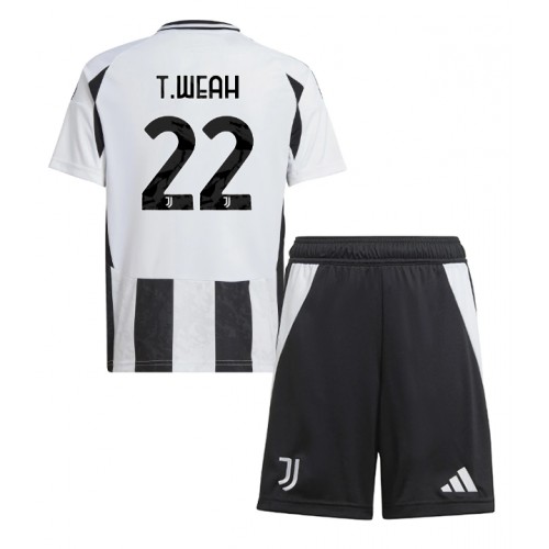 Fotbalové Dres Juventus Timothy Weah #22 Dětské Domácí 2024-25 Krátký Rukáv (+ trenýrky)